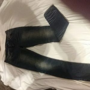 Premeir distressed jeans / black studded pockets /